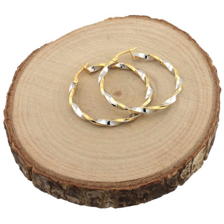 Kolczyki złote koła skręcane 30mm kółka białe złoto 585
