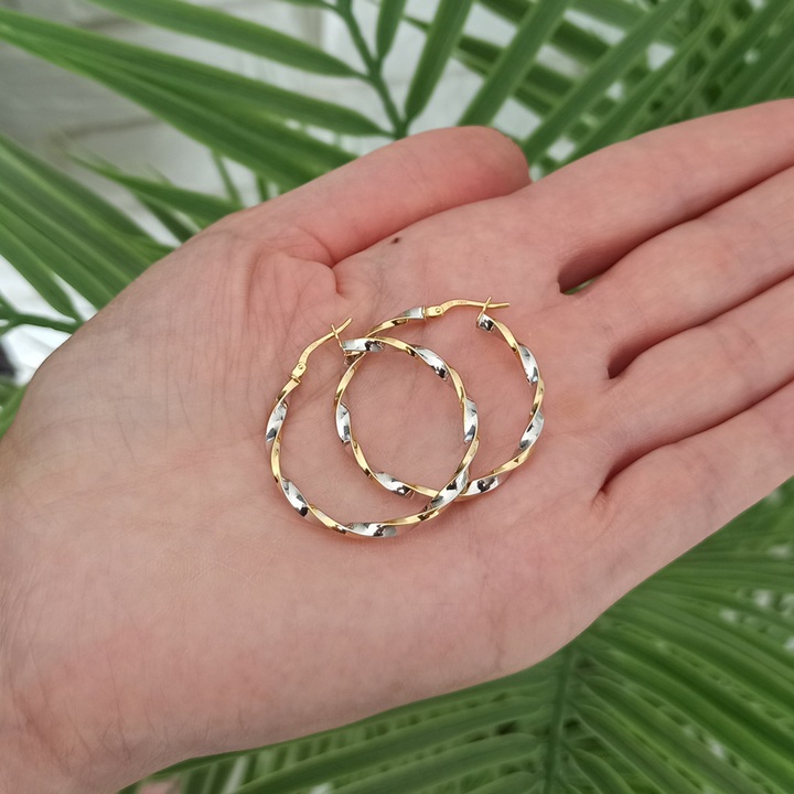 Kolczyki złote koła skręcane 30mm kółka białe złoto 585