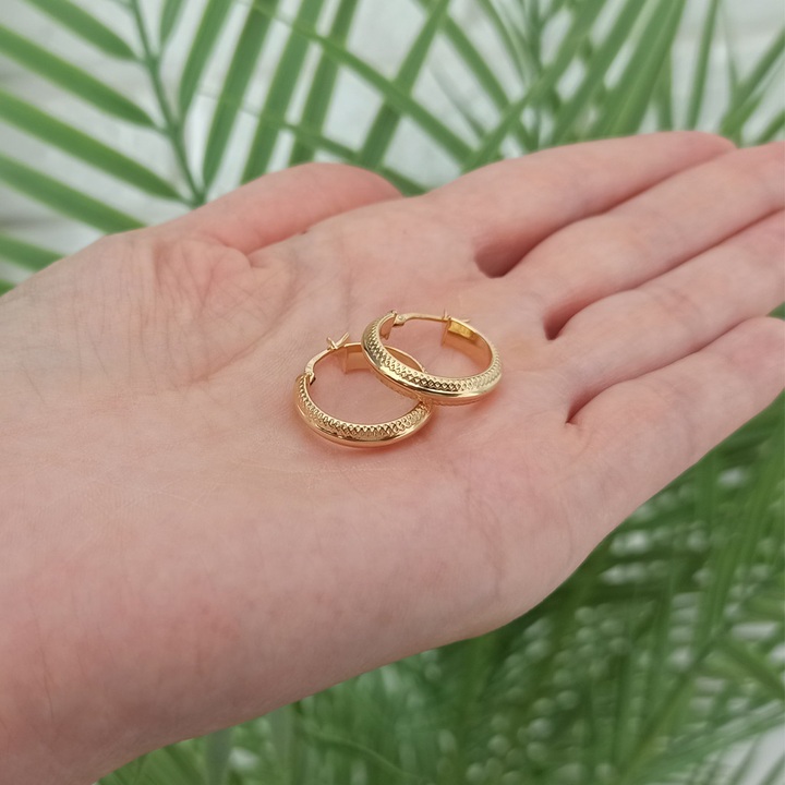 Kolczyki złote KÓŁKA diamentowane KOŁA 15mm ZŁOTO 585