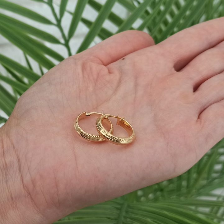 Kolczyki złote KÓŁKA diamentowane KOŁA 15mm ZŁOTO 585
