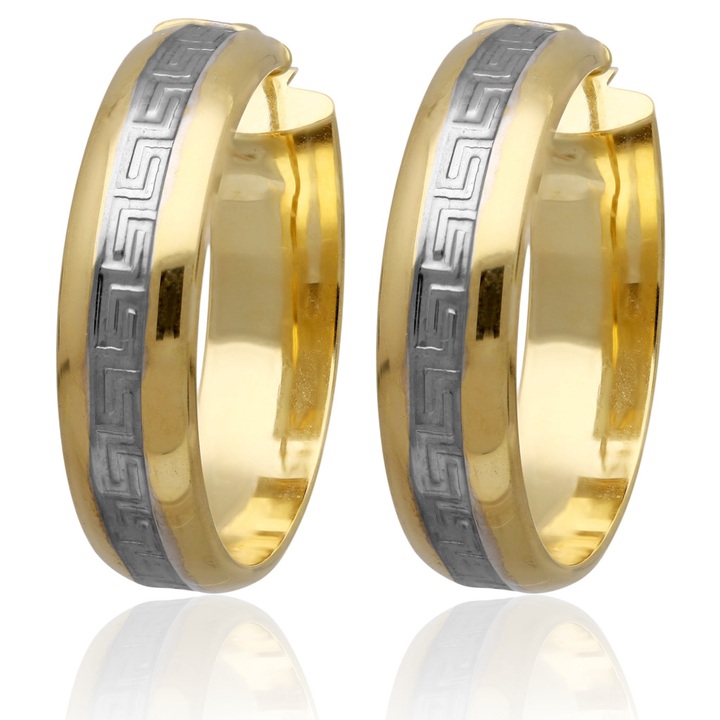 Kolczyki złote z greckim wzorem 20mm koła 585