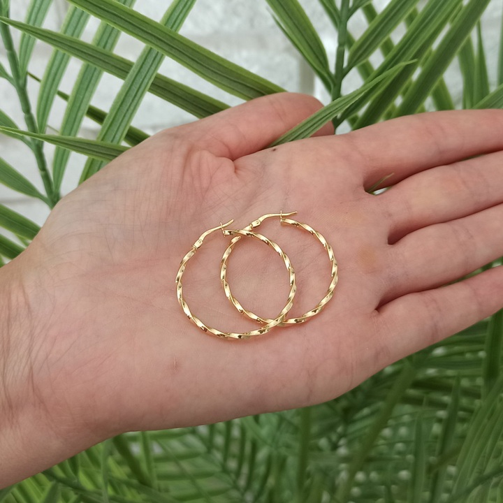 Kolczyki złote KÓŁKA skręcane KOŁA 30mm ZŁOTO 585
