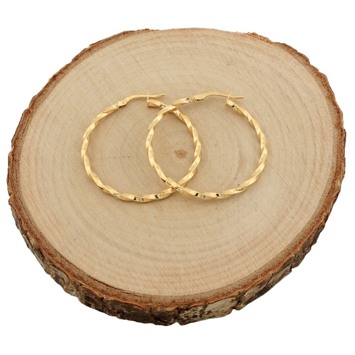 Kolczyki złote KÓŁKA skręcane KOŁA 30mm ZŁOTO 585
