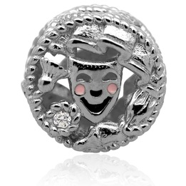 Wisiorek srebrny modułowy beads maska z cyrkoniami 925