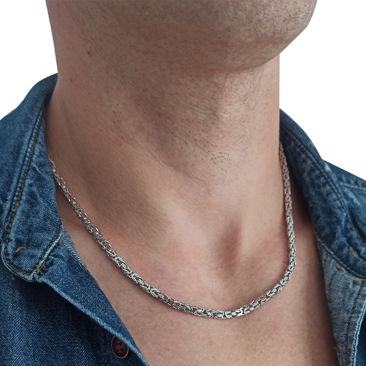 Łańcuszek SREBRNY męski SPLOT KRÓLEWSKI bizantyjski 60cm 3,8mm 925