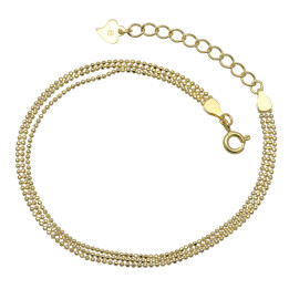 Bransoletka pozłacana z kuleczkami kulki 3 rzędy kulek srebro 925