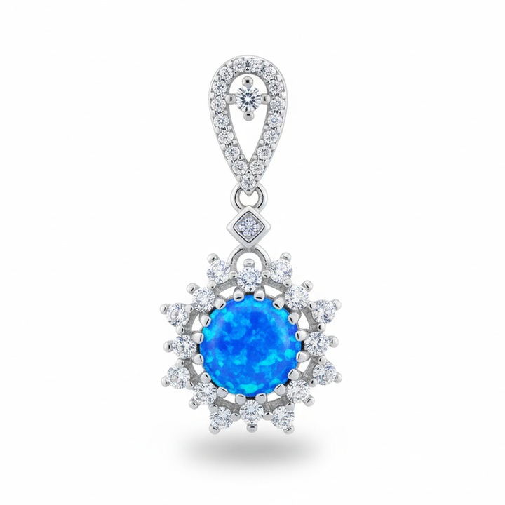 Wisiorek damski z NIEBIESKIM OPALEM OPAL srebro 925