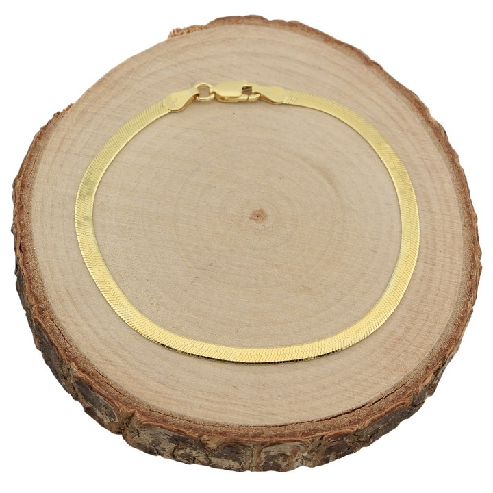 Bransoletka srebrna taśma pozłacana 19cm 3.3mm 925