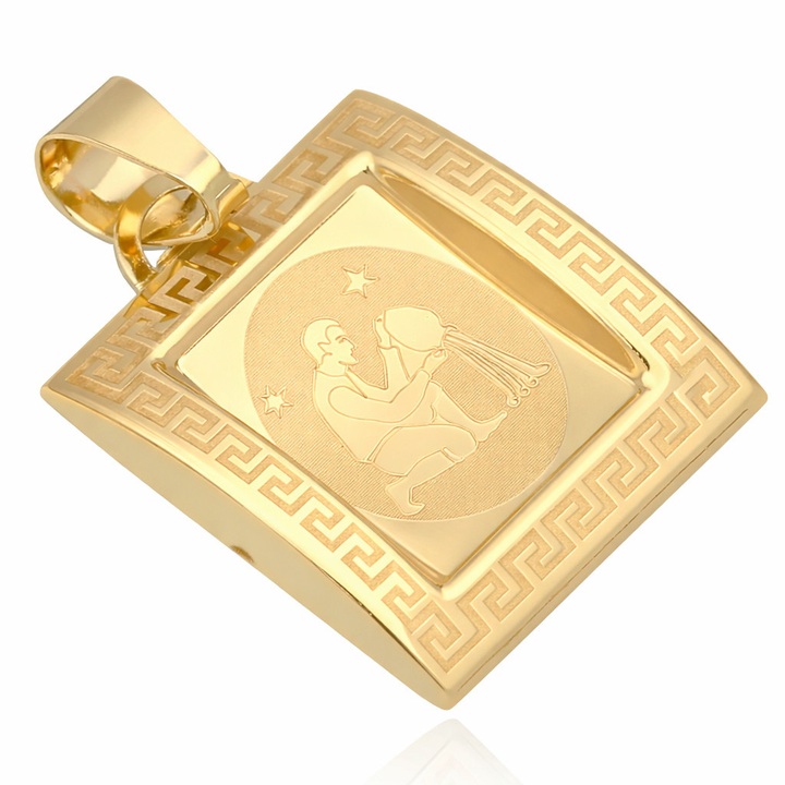 Wisiorek zloty bez kamieni wodnik,zodiak kwadrat złoto pr.585