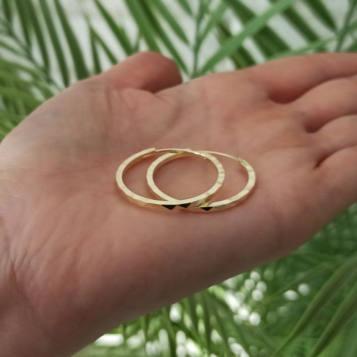 Kolczyki srebrne kółka 30mm złocone koła 925