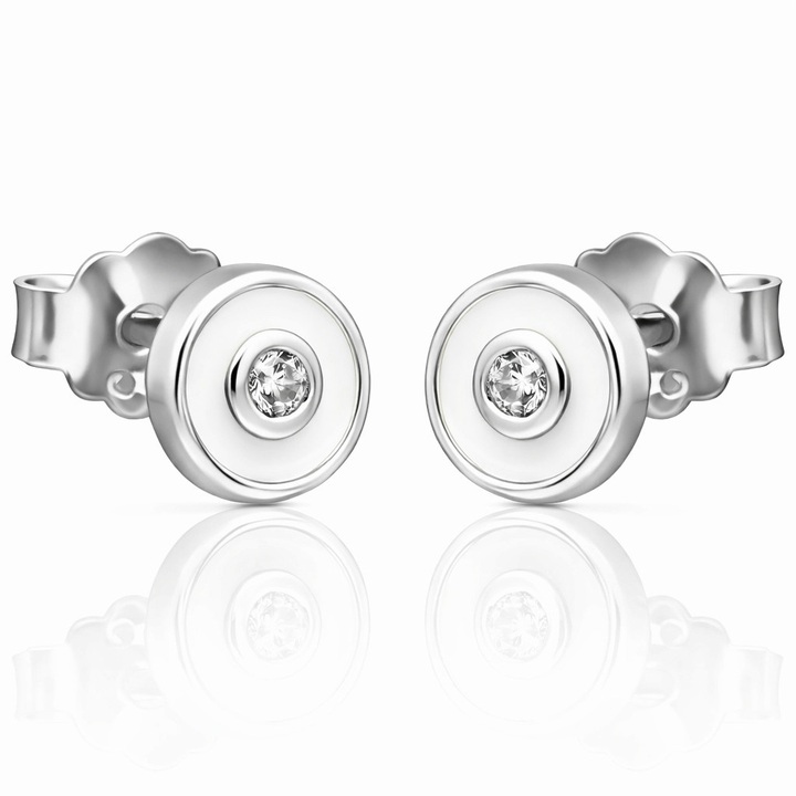Kolczyki Okrągły Emalia,Cyrkonia Srebro pr.925 5.00 mmx5.00 mm
