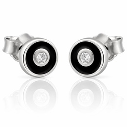 Kolczyki Okrągły Emalia,Cyrkonia Srebro pr.925 5.00 mmx5.00 mm