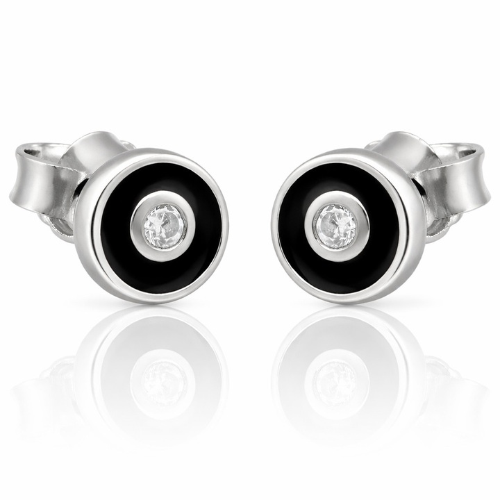 Kolczyki Okrągły Emalia,Cyrkonia Srebro pr.925 5.00 mmx5.00 mm