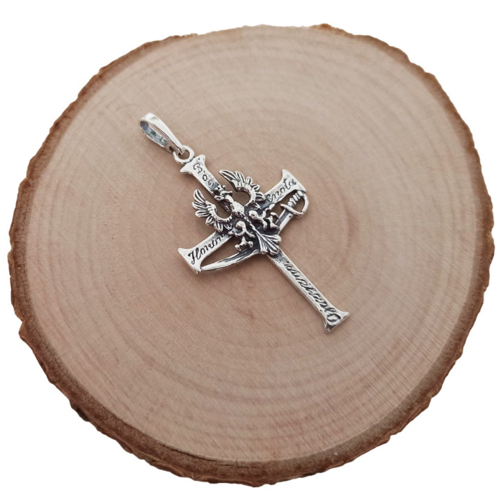 Krzyżyk srebrny Bóg Honor Ojczyzna srebro 925 patriotyczny