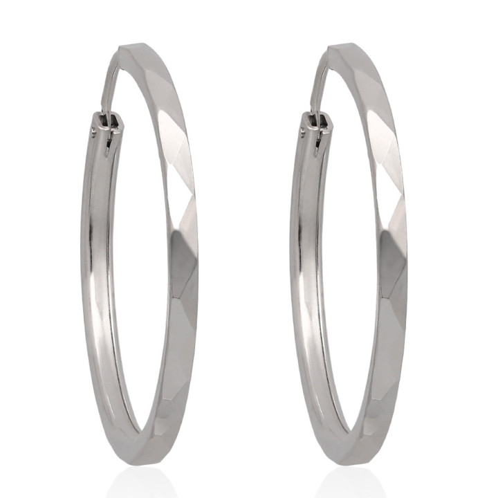 Kolczyki koła rodowane kółeczka kołka 30mm srebro 925