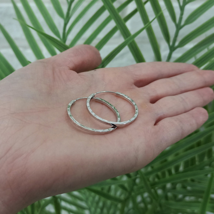 Kolczyki koła rodowane kółeczka kołka 30mm srebro 925