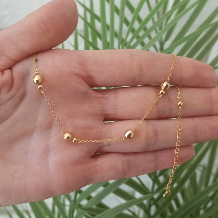 Bransoletka na nogę srebro 925 pozłacana kulki