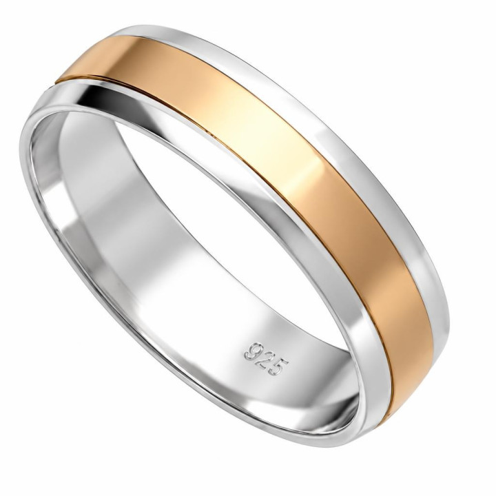 Obrączka ślubna srebrna 925 ze złotem 333 6 mm | Jubinat