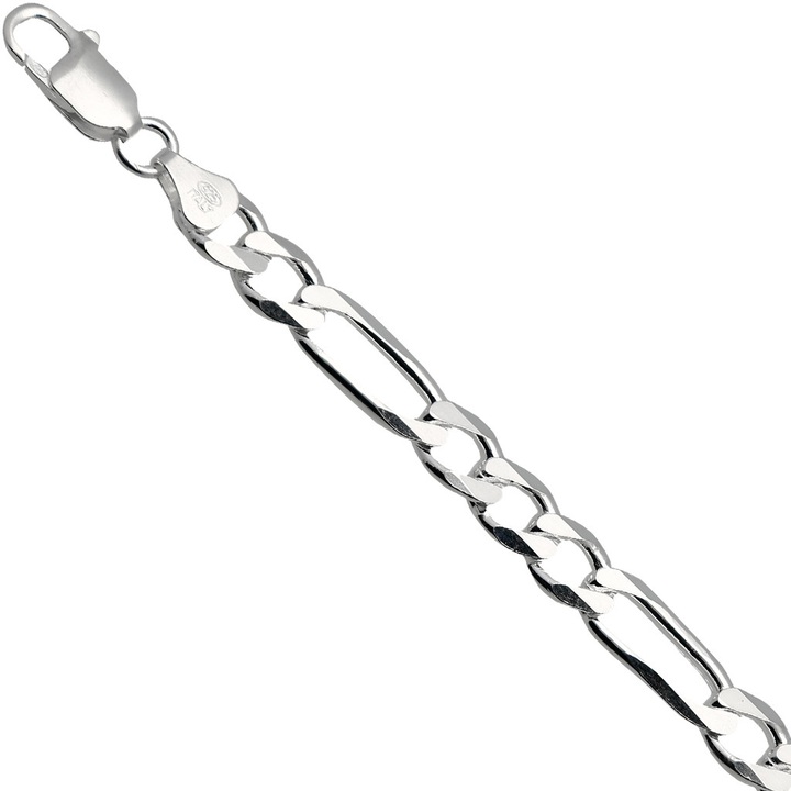 Bransoletka srebrna figaro 22cm 7.3mm 925