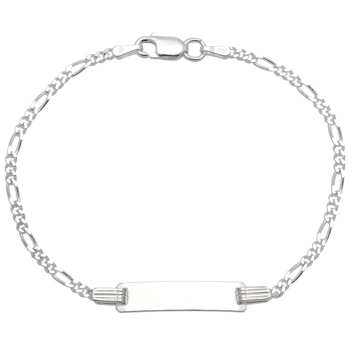 Bransoletka dziecięca srebrna figaro z blaszką 17cm 925 dzień dziecka KOMUNIA