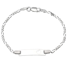 Bransoletka dziecięca srebrna figaro z blaszką 17cm 925 dzień dziecka KOMUNIA