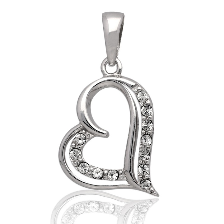 Wisiorek srebrny z cyrkoniami serce crystal 925