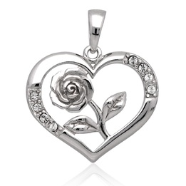 Wisiorek srebrny z cyrkoniami serce crystal 925