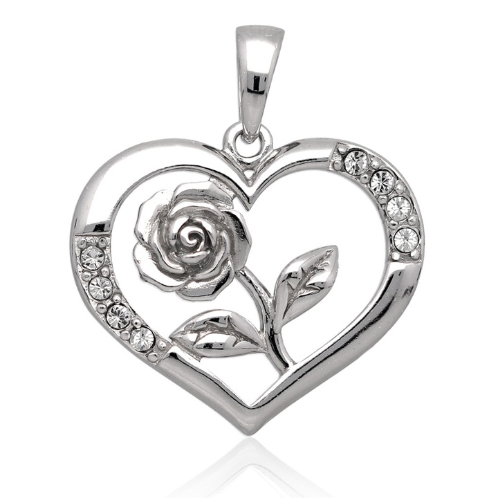 Wisiorek srebrny z cyrkoniami serce crystal 925