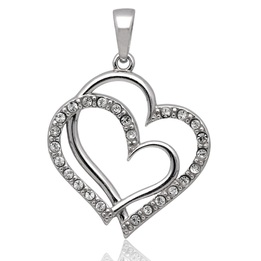 Wisiorek srebrny z cyrkoniami serce crystal 925
