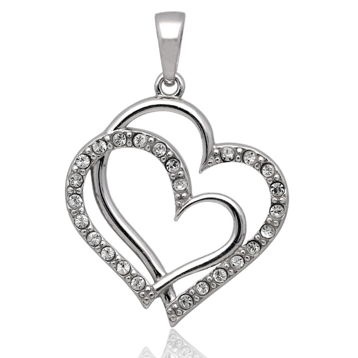 Wisiorek srebrny z cyrkoniami serce crystal 925