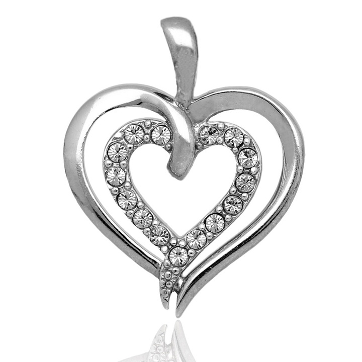 Wisiorek srebrny z cyrkoniami serce crystal 925