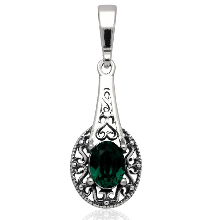 Wisiorek srebrny swarovski zielony srebro pr.925