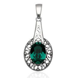 Wisiorek srebrny swarovski zielony srebro pr.925