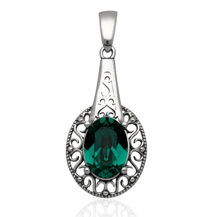 Wisiorek srebrny swarovski zielony srebro pr.925