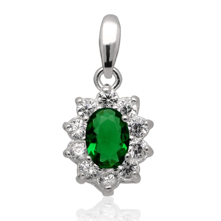 Wisior z cyrkoniami crystal i zielony srebro 925