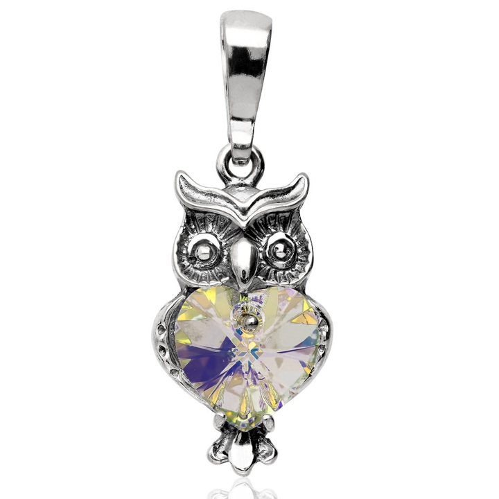 Wisiorek srebrny swarovski sowa ab pr.925