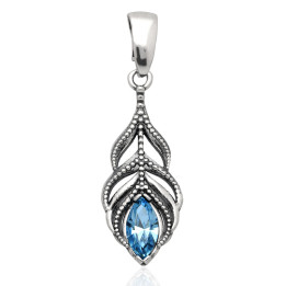 Wisiorek srebrny swarovski turkusowy pr.925