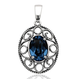 Wisiorek srebrny swarovski szafirowy pr.925