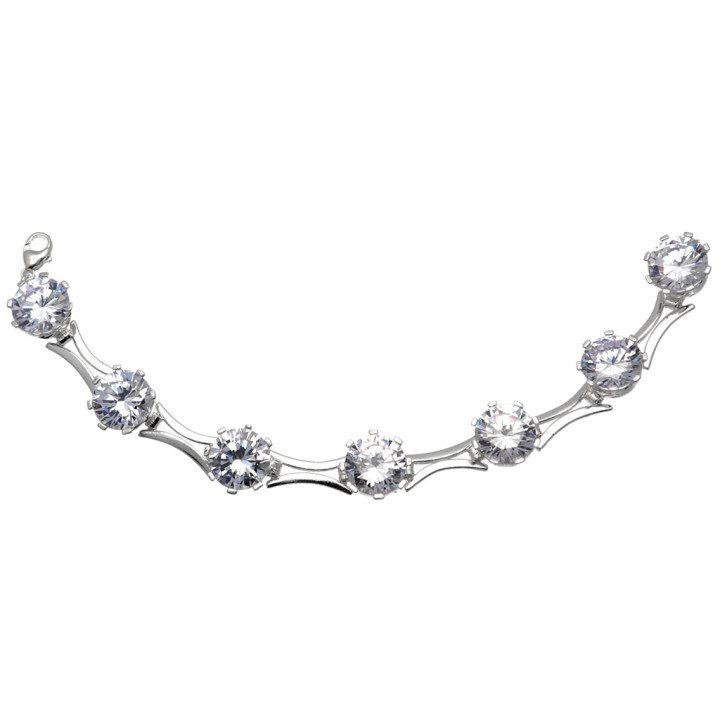Bransoletka srebrna 19cm z cyrkoniami srebro 925