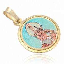 Medalik złoty z emalią Jan...