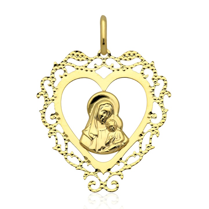 Medalik złoty M.B.Częstochowska serce 585