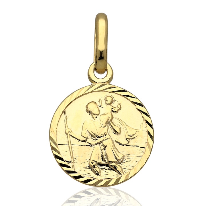Medalik złoty św.krzysztof okrągły złoto pr.585