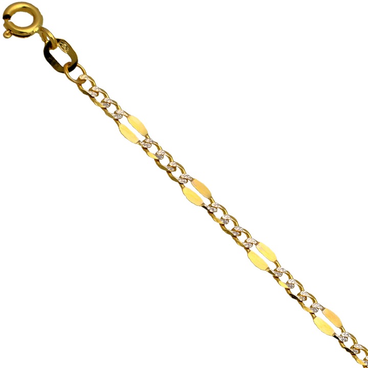 Łańcuszek figaro z białym złotem 585 55cm 3.1mm
