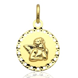 Wisiorek złoty aniołek okrągły złoto pr.585
