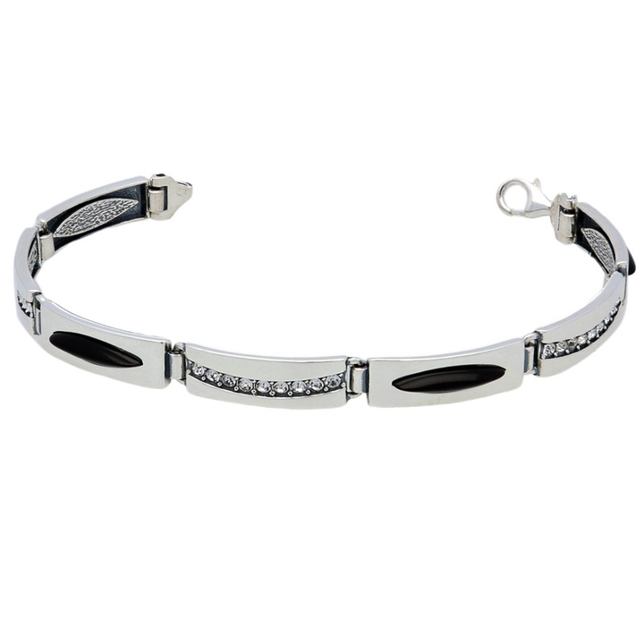 Bransoletka srebrna 21cm z onyksem srebro 925