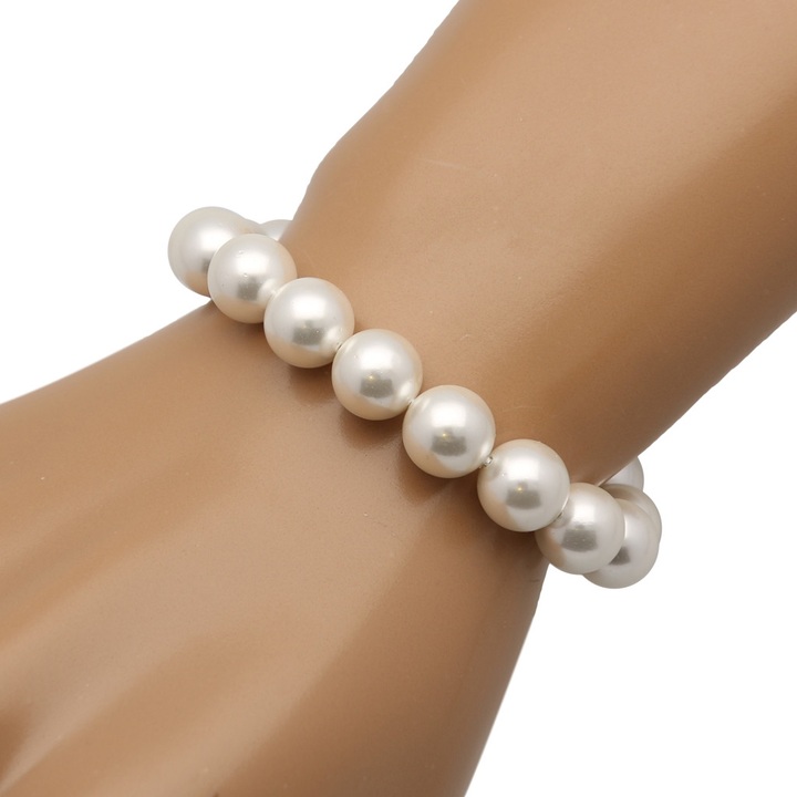 Bransoletka z pereł shell pearls białe kule 10mm