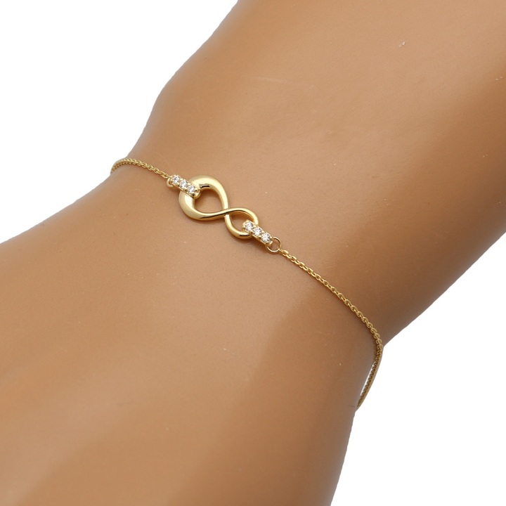 Bransoletka złota nieskończoność z cyrkoniami 585