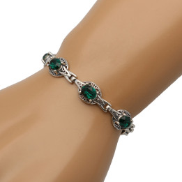 Bransoletka srebrna swarovski zielony srebro 925