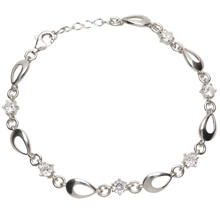 Bransoletka srebrna 16-20cm z cyrkoniami 925