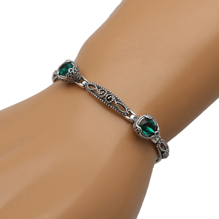 Bransoletka srebrna swarovski zielony srebro 925